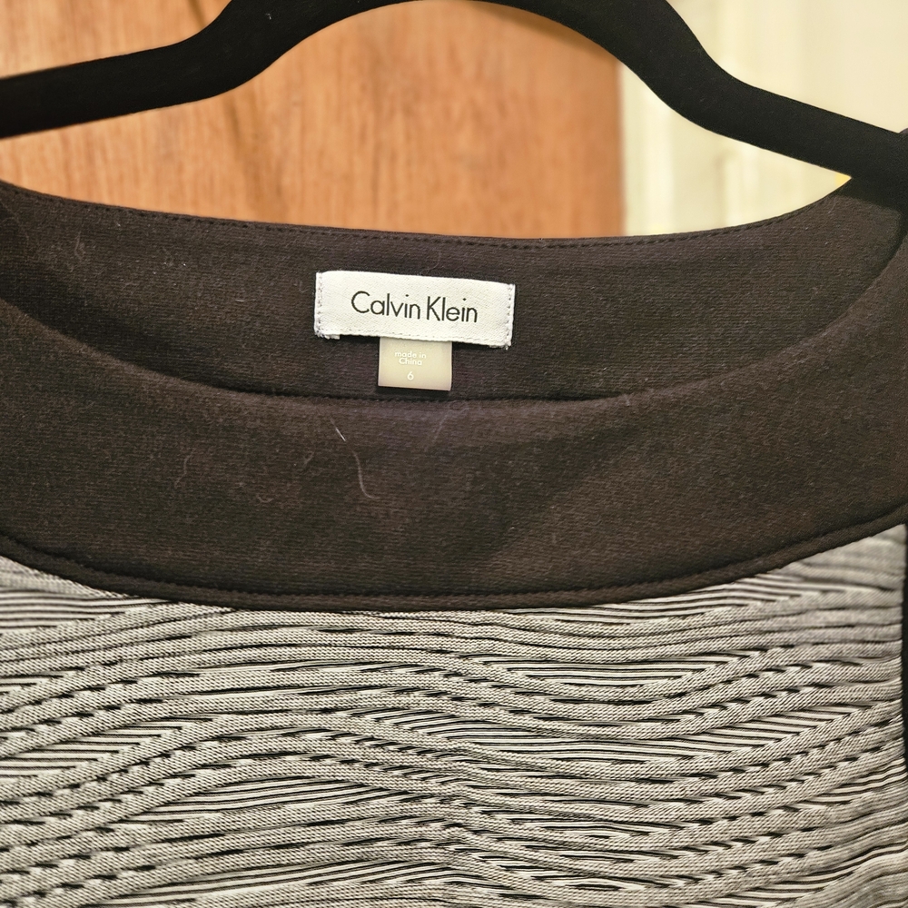 Calvin Klein Black and Light Gray Sheath Midi Dress - Picture 5 of 5